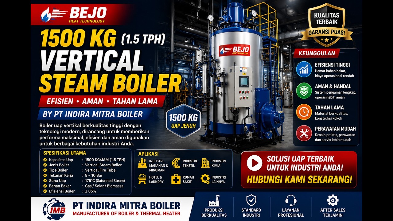 Once Through Vertical Bejo Steam Boiler PT Indira Mitra Boiler