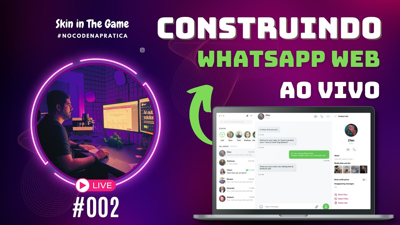 Construindo Whatsapp Web com NoCode (WeWeb) - Skin in The Game - Live 002