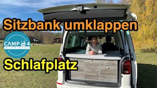 Schlafplatz & Matratze: 3-er Sitzbank umklappen VW Bulli, California, Multivan, T5 / T6 / T6.1