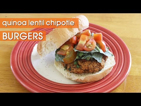 Vegan Quinoa Lentil Chipotle Veggie Burger Recipe