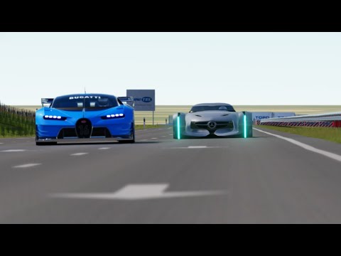 Mercedes-Benz Silver Arrow Concept vs Bugatti  Vision GT at Palanga Circuit