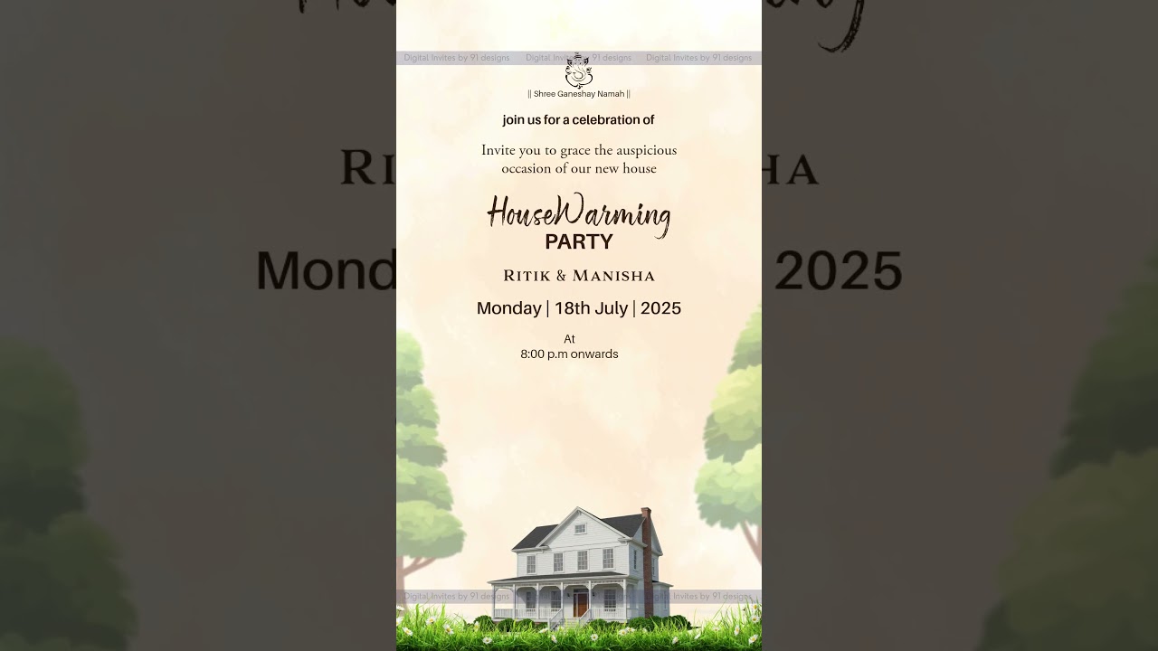Floral Arch Griha Pravesh Invitation