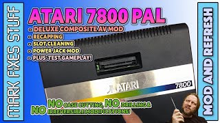 Atari 7800 AV & Power Mods with No Case Cutting - PAL Mod and Test!