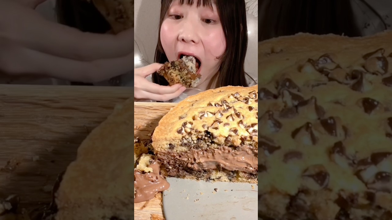 Nutella Cookie Pie🍪ヌテラクッキーパイ🍪 #asmr #asmreating #asmrfood #mukbang #miyuasmr #咀嚼音