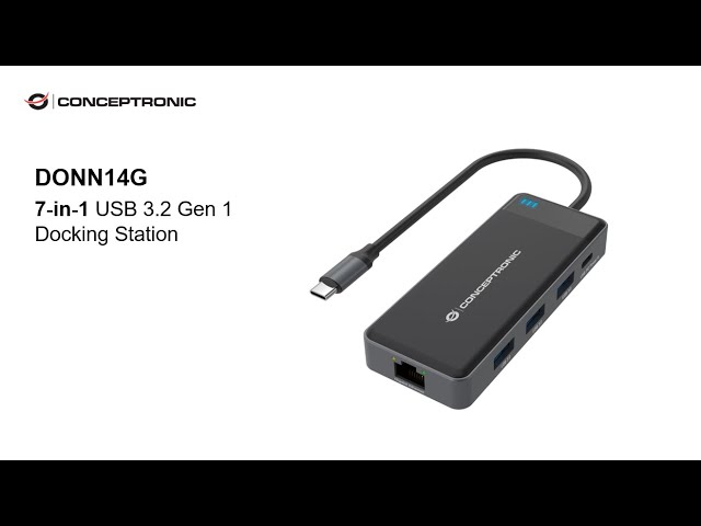 Vídeo relacionado con Conceptronic DONN14G Docking Station 7 en 1 USB-C 3.2 Gen1 a HDMI/USB-C PD 100W/USB-A/RJ-45 Gigabit