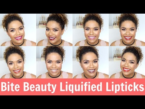 Bite Beauty Liquified Lipstick Swatches ALL 12! LIP SWATCH WEEK | samantha jane Video