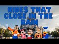 Walt Disney World ATTRACTION GUIDE Rides That Close In The Rain In All Four Parks Orlando FL