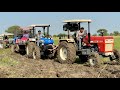 3 Tractor Pulling Together Mahindra Arjun NOVO 605 Stuck Badly In Mud Swaraj 855 Fe New Holland