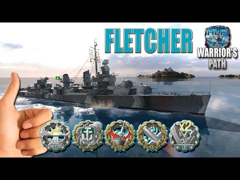 Destroyer Fletcher on map Warrior's Path, +1 from enemy - World of Warships
