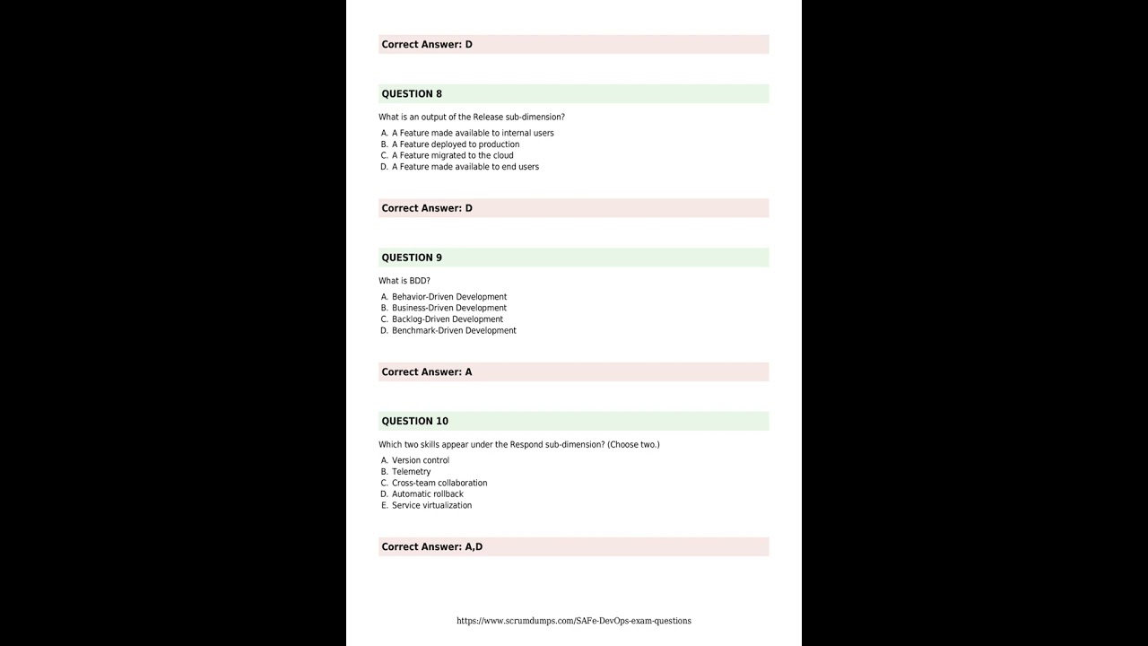 SAFe-DevOps Exam Dumps (Free Demo)