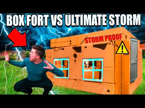 SURVIVING The Night! ULTIMATE Thunderstorm VS Box Fort (24 Hour Challenge)