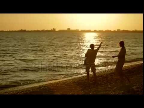 Happy family on the shore of the sea  Silhouettes    2812063   Shutterstock Footage
