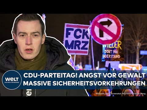 Video Thumbnail: CDU-PARTEITAG: Nach Riesen-Protesten gegen Merz! Angst vor Gewalt! Massive Sicherheitsvorkehrungen