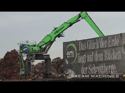 Gigantischer Schrottplatzbagger Sennebogen 875E Schiffumschlag👷EMR Recycling ♻️ Hamburger Hafen 🚧