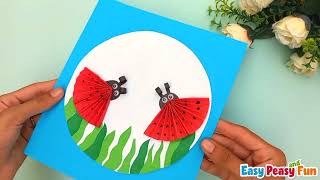 Easy Folded Paper Ladybugs Craft - bug crafts for kids