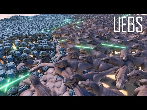 10.000 T-Rex vs 20.000 Mech Walkers- Ultimate Epic Battle Simulator 2- UEBS 2