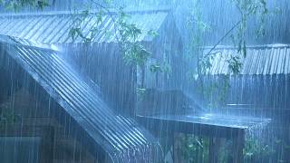 (No Ads) 99% Deep Sleep in 3 Minutes 🌧️ Torrential Rain & Thunder on Metal Roof