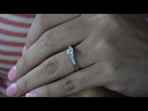 0.76 Ct. Traditional Three Stone Engagement Ring - TwoBirch TB-ENG-387-TTRG-EH