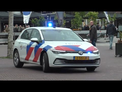 P1, Politie Volkswagen Golf 7 met spoed naar een onbekende melding in Leeuwarden
