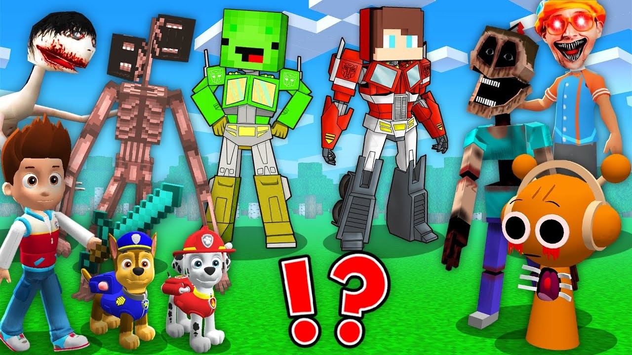 マイゼンとマイキー マインクラフトでトランスフォーマー対怖いモンスタ