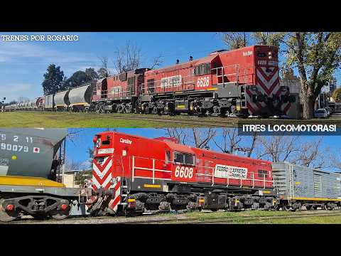 (762) FEPSA | Gran tren vacío, ¡con tres locomotoras!, pasando por Rosario, rumbo a Villa Diego.