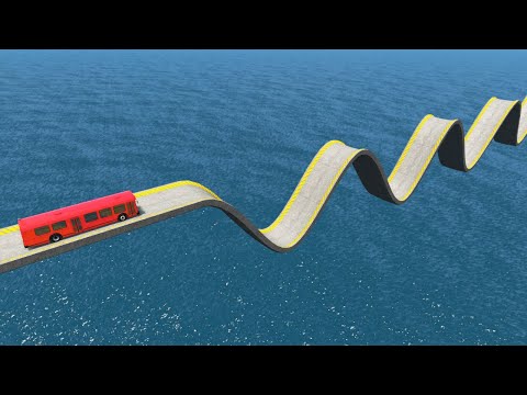 Impossible Wave Bridge Crossing Cars Vs Deep Water - BeamNG.Drive