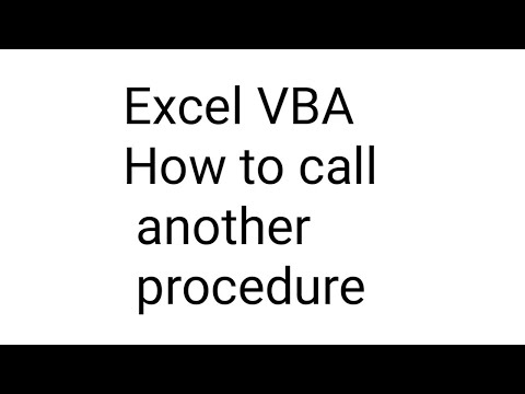 Excel VBA how to call another procedure