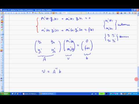APSC246 Lecture25 Variation of Parameters in Solving 2nd-order Differential Equation