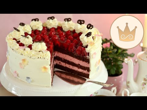 Mother's Day Cake! 💝 Strawberry Cream Cake with Raspberries and Chocolate Sponge Cake 💝 Sugar Pri...