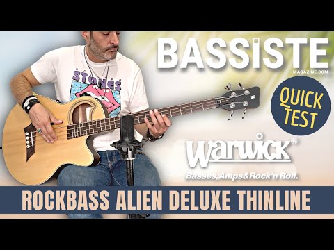 Warwick RockBass Alien Deluxe Hybrid Thinline, 4-String - Solid Black Satin image 8