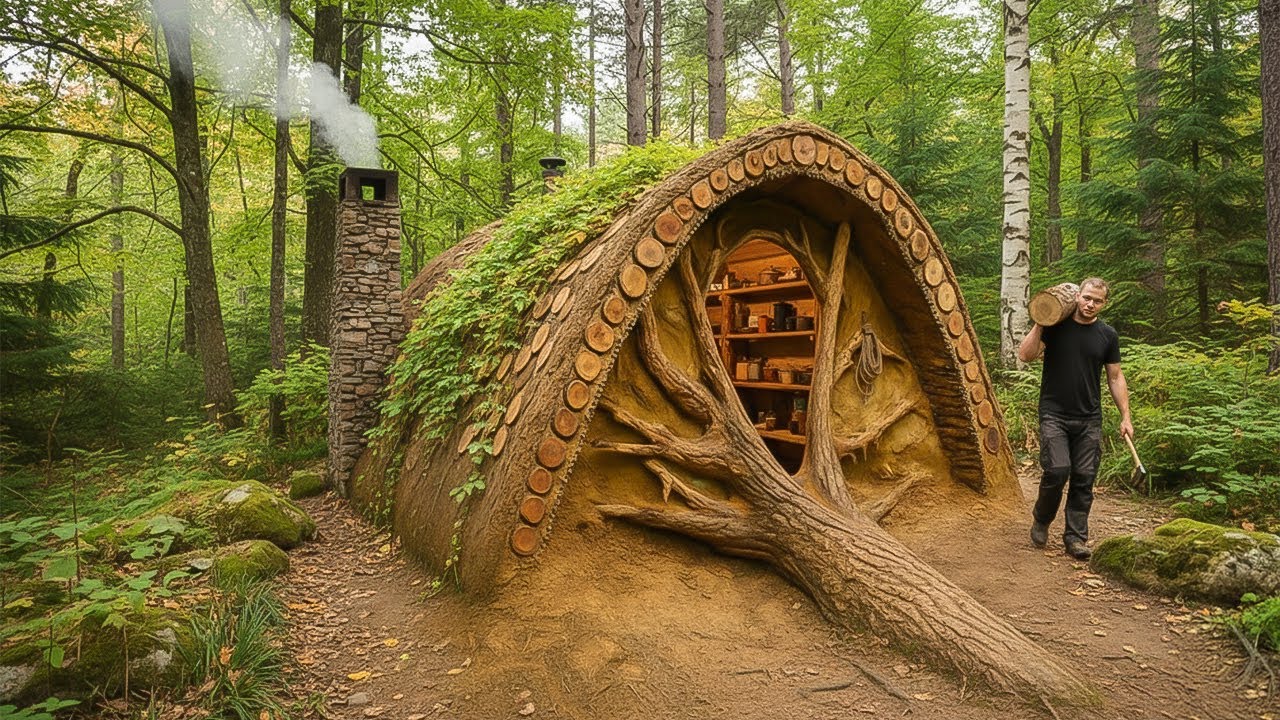 100 Days SOLO Bushcraft Survival: Building a Shelter in the Rainforest