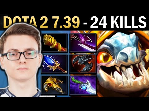 Slark Gameplay Miracle with 24 Kills and Satanic - Dota 7.39