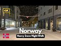 Heavy Snow ️ Winter Fairytale Night Walk Blizzard Snowfall Norway 4K