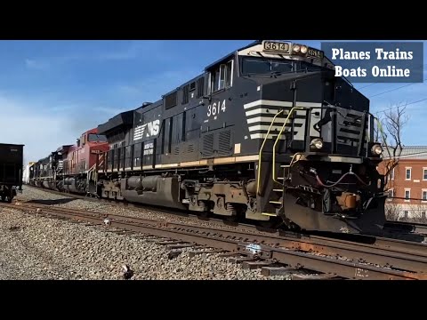 NS 3614, CP 9827, NS 3282, NS 5812 & NS 5332 Locomotives Manifest Train In Ohio Mar 04 2022