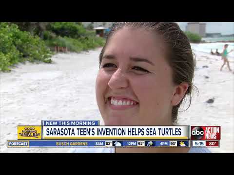 Teen's invention saves turtle hatchlings by keeping beaches clean