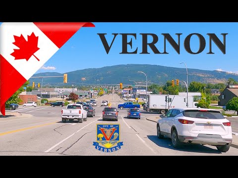 DRIVING in ARRIVING to VERNON, Province of British Columbia, CANADA 4K