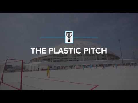Plastic cups from 2018 FIFA World Cup used to make soccer pitch in Russia