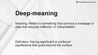 Deep-meaning Meaning