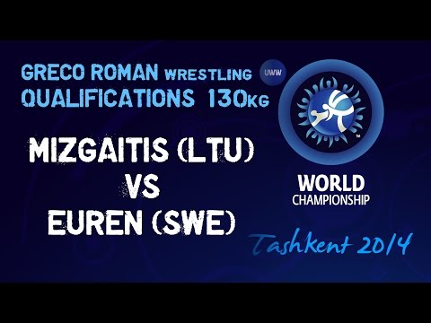 Qualifications - Greco Roman Wrestling 130kg - MIZGAITIS (LTU) vs EUREN (SWE) - Tashkent 2014