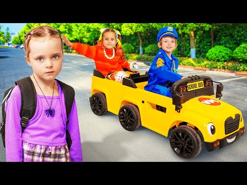 Alex rides on school bus and helps his friends get to school