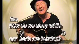 Beds Are Burning - Midnight Oil - cover - easy chords guitar lesson with on-screen chords & lyrics
