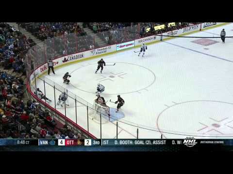 Mike Santorelli wrist shot goal 5-2 Vancouver Canucks vs Ottawa Senators 11/28/13 NHL Hockey.