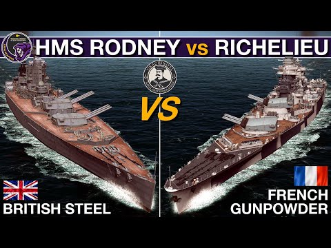 HMS Rodney Battleship vs Richelieu Battleship (ROUND 2) | War On The Sea