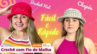 Bucket Hat/Chapéu de crochê fácil e rápido - Feito com fio de malha