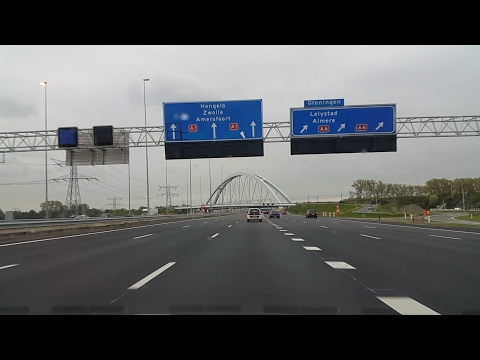 Wegvideo Amsterdam: A1 Knooppunt Diemen 》 Knooppunt Muiderberg (Laatste keer A1 Links A6 Rechts).