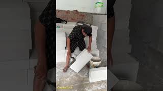 Thao tác thi công gạch nhẹ AAC EBLOCK kích thước 600x300x100mm tại công trình Gò Vấp
