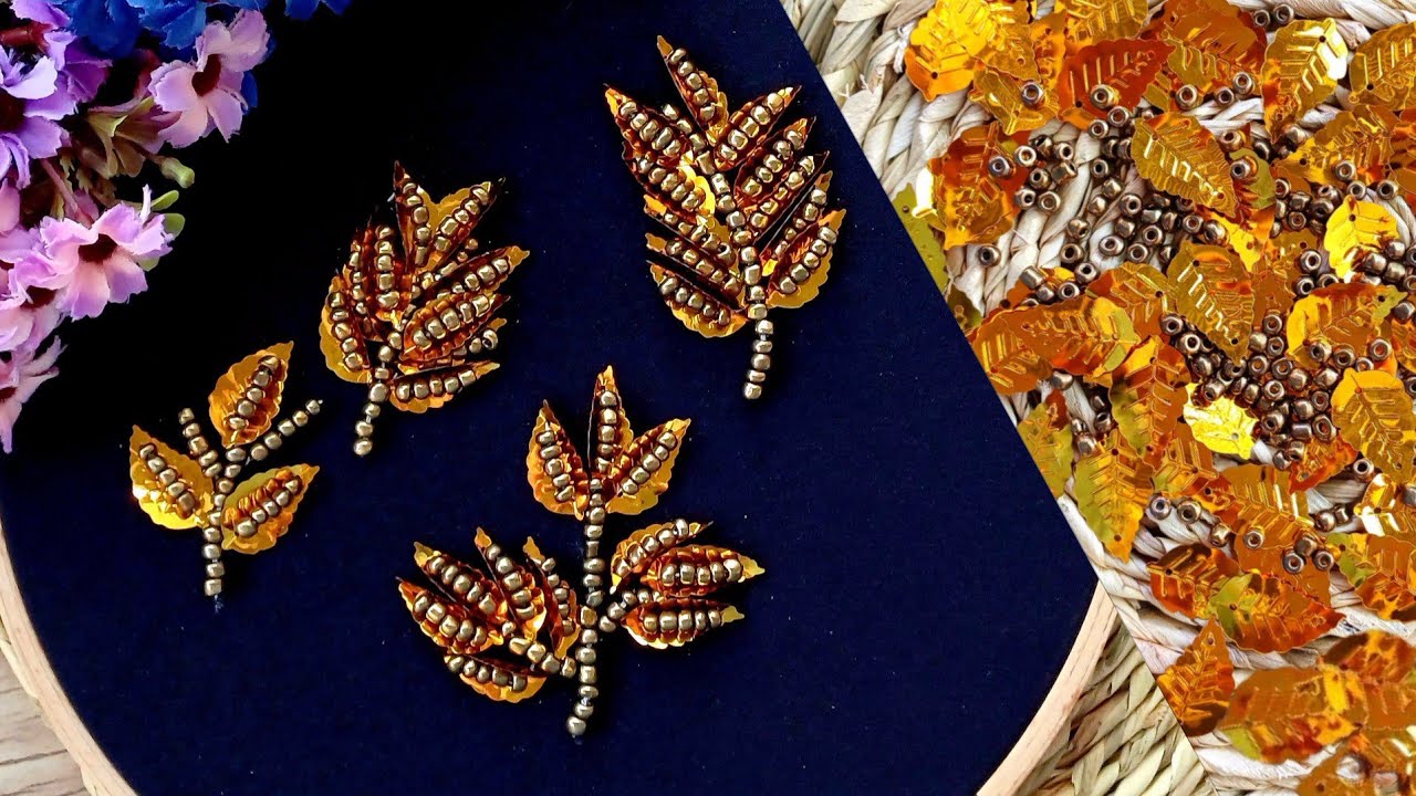 Autumn leaf training in jewelry embroidery 🍁🍁🍁#diy