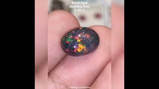Black Opal full fires multi colors natural opal 4.45 ct beautiful piece for sale #opal #gemstone