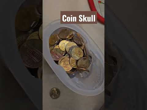 Resin Skull. #coin #resin #epoxy #skull #penny #copper #diy #make #resinart #coins #art #artist #fyp