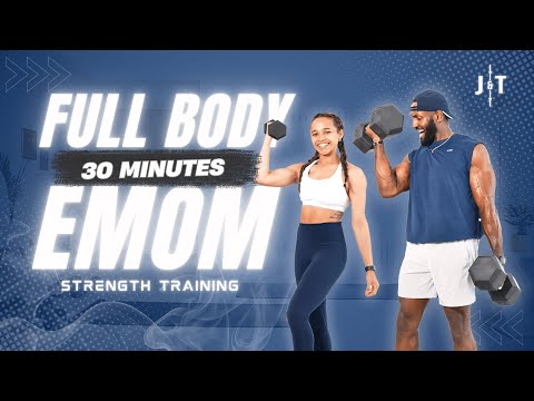 30 Minute Full Body Dumbbell EMOM Strength Workout (+Cool Down Abs)